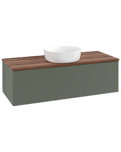Villeroy &amp; Boch Antao vanity unit L32112HL 120x36x50cm, washbasin top color warm walnut, leaf green matt lacquer
