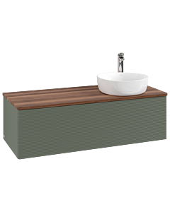 Villeroy und Boch Antao Waschtisch-Unterschrank L34152HL 120x36x50cm, Hahnloch, Waschbeckenplattenfarbe warm walnut, leaf green matt lacquer