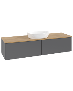 Meuble vasque Villeroy &amp; Boch Antao L36011GK 160 x 36 x 50 cm, plan vasque couleur chêne miel, laque anthracite mate