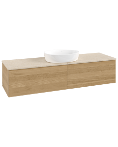 Villeroy &amp; Boch Antao vanity unit L36013HN with lighting, 160x36x50cm, washbasin top color botticino, honey oak