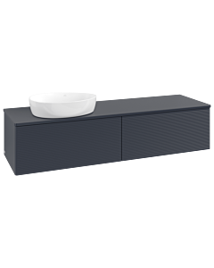Villeroy und Boch Antao Waschtisch-Unterschrank L37110HG mit Beleuchtung mit Struktur, 160x36x50cm, Waschbeckenplattenfarbe Lack, midnight blue matt lacquer