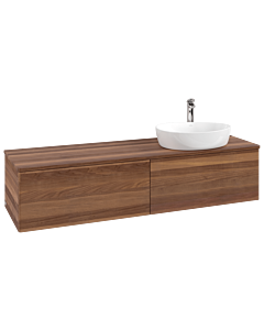 Villeroy &amp; Boch Antao vanity unit L38052HM with lighting, 160x36x50cm, tap hole, washbasin top color warm walnut, warm walnut