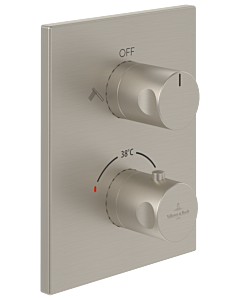 Villeroy & Boch Universal robinets &amp; Raccords kit de montage final TVD00065300064 thermostatique de douche encastré, carré, avec réglage de volume bidirectionnel, nickel brossé noir