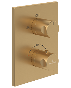 Villeroy & Boch Universal taps &amp; Fittings final assembly set TVD00065300076 concealed shower thermostat, square, with two-way volume control, brushed gold