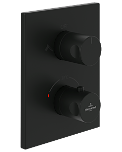 Villeroy & Boch Universal robinets &amp; Raccords kit de montage final TVD000653000K5 thermostatique de douche encastré, carré, avec réglage de volume bidirectionnel, noir mat