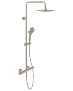 Système de douche thermostatique Villeroy &amp; Boch Verve TVS10900500064 avec inverseur, 3 jets, fixation murale, nickel brossé noir