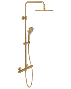 Villeroy &amp; Boch Verve Showers shower system TVS10900500076 thermostat, with diverter, 3-jet, wall-mounted, brushed gold