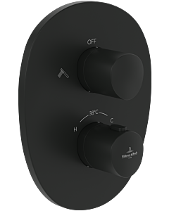 Villeroy und Boch Kit de montage final Antao TVS111002000K5 thermostat encastré avec réglage du volume bidirectionnel, noir mat