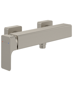 Villeroy und Boch Subway 3. 1930 single lever shower fitting TVS11200100064 with backflow protection, wall mounting, brushed nickel black