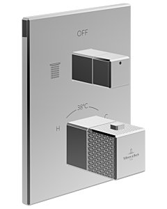 Villeroy und Boch Mettlach Fertigmontageset TVS12600300061 Unterputz-Thermostat mit Zweiwege-Mengenregulierung, chrom