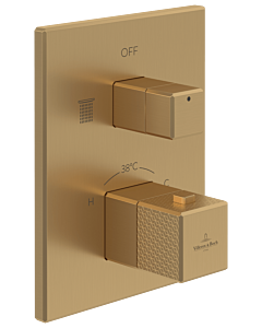 set de finition Villeroy und Boch Mettlach TVS12600300076 thermostat encastré avec réglage du volume bidirectionnel, or brossé