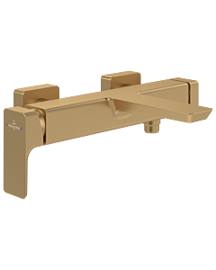 Villeroy und Boch Subway 3. 1930 Single lever bath mixer TVT11200200076 with diverter, backflow protection, wall mounting, brushed gold