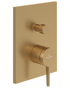 Villeroy und Boch Conum trim set TVT12700100076 concealed single lever bath mixer, with diverter, wall mounting, brushed gold
