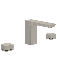 Villeroy und Boch Subway 3. 1930 trois trous mitigeur lavabo TVW11200500064 sortie fixe, sans garniture de vidange , nickel brossé noir