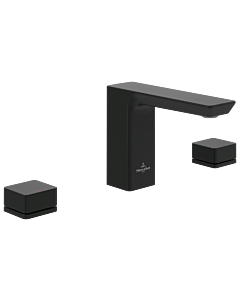 Villeroy und Boch Subway 3. 1930 trois trous mitigeur lavabo TVW112005000K5 sortie fixe, sans garniture de vidange , noir mat