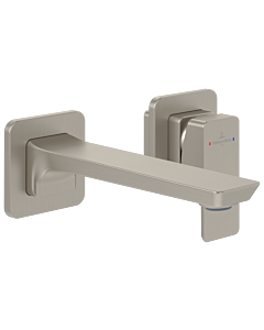 Villeroy und Boch Subway 3. 1930 two-hole single lever basin mixer TVW11200700064 fixed spout, without pop-up waste, wall mounting, brushed nickel black