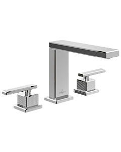 Villeroy und Boch Mettlach trois trous mitigeur lavabo TVW12600200061 sans garniture de vidange , Strahlregler réglable , support, chromé