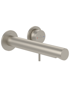 Villeroy und Boch Loop + Friends Fertigmontageset TVZ10601000064 Unterputz-Zweiloch-Einhebel-Waschtischmischer, ohne Ablaufgarnitur, Wandmontage, brushed nickel black