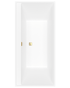 Villeroy und Boch Collaro baignoire rectangulaire UBA199COR2JV-RW 190x90cm, version intégrée or, couleur baignoire Stone White