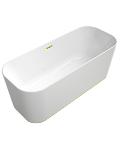 Villeroy & Boch Finion freistehende Badewanne 177FIN7A300V201 170x70cm, Design-Ring, weiß, gold