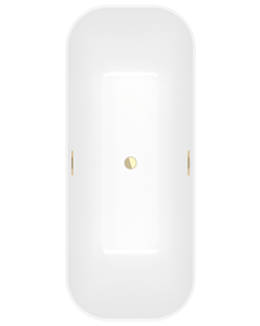 Villeroy und Boch Finion Rectangular freestanding bathtub 177FIN7N3BCV1RW 170 x 70 cm, water inlet, design ring, apron Colour on Demand, stone white, gold