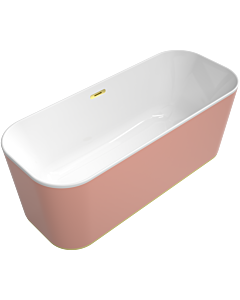 Villeroy & Boch Finion freistehende Badewanne 177FIN7N3BCV201 170x70cm, Wasserzulauf, Design-Ring, Schürze Colour on Demand, weiß, gold