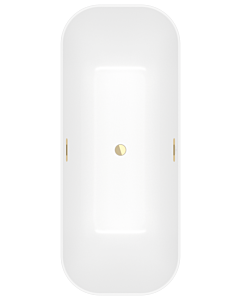 Villeroy und Boch Finion Rectangular freestanding bathtub 177FIN7N3BCV2RW 170 x 70 cm, water inlet, design ring, apron Colour on Demand, stone white, gold