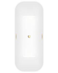 Villeroy und Boch Finion Rechteck-Freistehwanne 177FIN7N3BCV3RW 170 x 70 cm, Wasserzulauf, Schürze Colour on Demand, stone white, gold