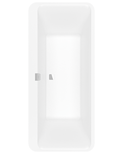Villeroy und Boch Squaro Edge 12 rectangular bathtub Duo Q180SQE9T2BCVRW 180 x 80 cm, free-standing, with Multiplex Trio , chrome-plated, stone white