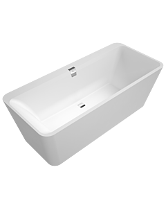 Villeroy und Boch Squaro Edge 12 rectangular bathtub Duo UBQ180SQE9T2VRW 180 x 80 cm, stone white, with Multiplex Trio , chrome-plated