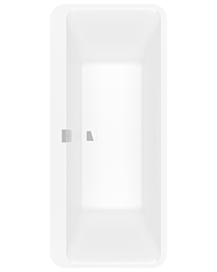 Villeroy und Boch Squaro Edge 12 baignoire rectangulaire duo Q180SQE9W2BCVRW 180 x 80 cm, à poser, avec bonde / trop-plein, chromé, blanc pierre