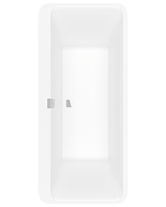 Villeroy und Boch Squaro Edge 12 rectangular bathtub Duo UBQ180SQE9W2VRW 180 x 80 cm, stone white, with waste / overflow, chrome-plated