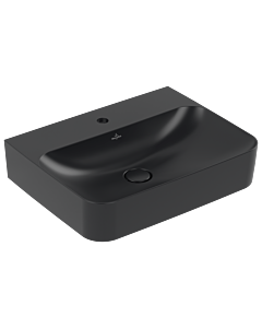 Lavabo Villeroy &amp; Boch Finion 416864R7 60x47cm, trou de robinetterie central percé, trop-plein dissimulé, noir pur C+