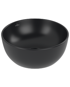 Vasque à poser Villeroy &amp; Boch Artis 438932R7, diamètre 32,5 cm, ronde, sans plage de robinetterie, sans trop-plein, Noir pur C-plus