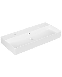 Villeroy und Boch Memento 2.0 Waschtisch 4A221LR1 100x47cm, 2 Hahnlöcher, mit Überlauf, Weiß C+