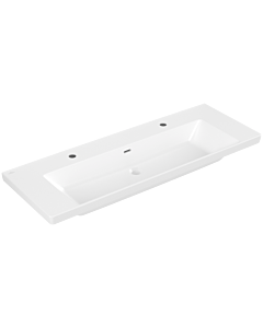 Villeroy und Boch Subway 3. 1930 meuble vasque 4A70D4RW 130x47cm, avec 2 trous de robinetterie/avec trop-plein, pierre blanc C-plus