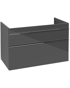 Villeroy und Boch Venticello vanity unit A92701FP 95.3 x 59 x 50.2 cm, basin left, handle chrome, Glossy Grey