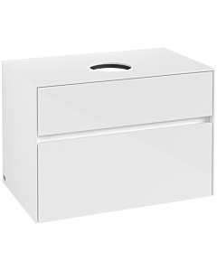 Villeroy und Boch Collaro Waschtischunterschrank C03700DH 80 x 54,8 x 50 cm, Waschtisch mittig, Glossy White