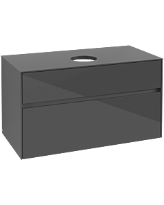 Villeroy und Boch Collaro Waschtischunterschrank C03800FP 100 x 54,8 x 50 cm, Waschtisch mittig, Glossy Grey