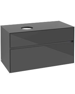 Villeroy und Boch Collaro Waschtischunterschrank C03900FP 100 x 54,8 x 50 cm, Waschtisch links, Glossy Grey