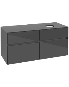 Villeroy und Boch Collaro Waschtischunterschrank C04300FP 120 x 54,8 x 50 cm, Waschtisch rechts, Glossy Grey