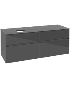 Villeroy und Boch Collaro Waschtischunterschrank C04600FP 140 x 54,8 x 50 cm, Waschtisch links, Glossy Grey