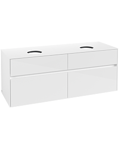 Villeroy und Boch Collaro vanity unit C04800DH 140 x 54.8 x 50 cm, for 2 Waschtische , Glossy White