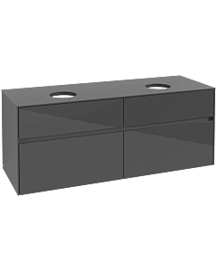 Villeroy und Boch Collaro Waschtischunterschrank C04800FP 140 x 54,8 x 50 cm, für 2 Waschtische, Glossy Grey