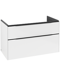 Villeroy und Boch Subway 3. 1930 vanity unit C570L1VE 97.3x57.6x47.8cm, with LED / handle Volcano black, brilliant white