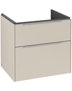 Villeroy und Boch Subway 3.0 Waschtisch-Unterschrank C57600VN 62,2x57,6x47,8cm, ohne LED/Griff Aluminium glänzend, cashmere grey
