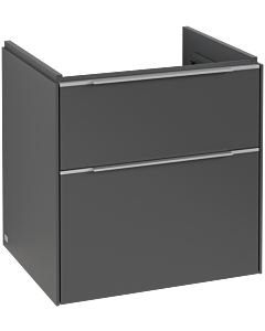 Villeroy und Boch Subway 3.0 Waschtisch-Unterschrank C578L0VR 57,2x57,6x47,8cm, mit LED/Griff Aluminium glänzend, graphite