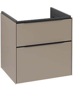 Villeroy und Boch Subway 3.0 Waschtisch-Unterschrank C578L1VM 57,2x57,6x47,8cm, mit LED/Griff Volcano black, taupe