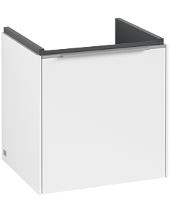 Villeroy und Boch Subway 3.0 Waschtisch-Unterschrank C58200VF 42,3x42,9x37,75cm, Schanier rechts/Griff Aluminium glänzend, pure white