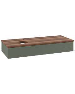 Villeroy &amp; Boch Antao vanity unit K11152HL 120x19x50cm, tap hole, washbasin top color warm walnut, leaf green matt lacquer